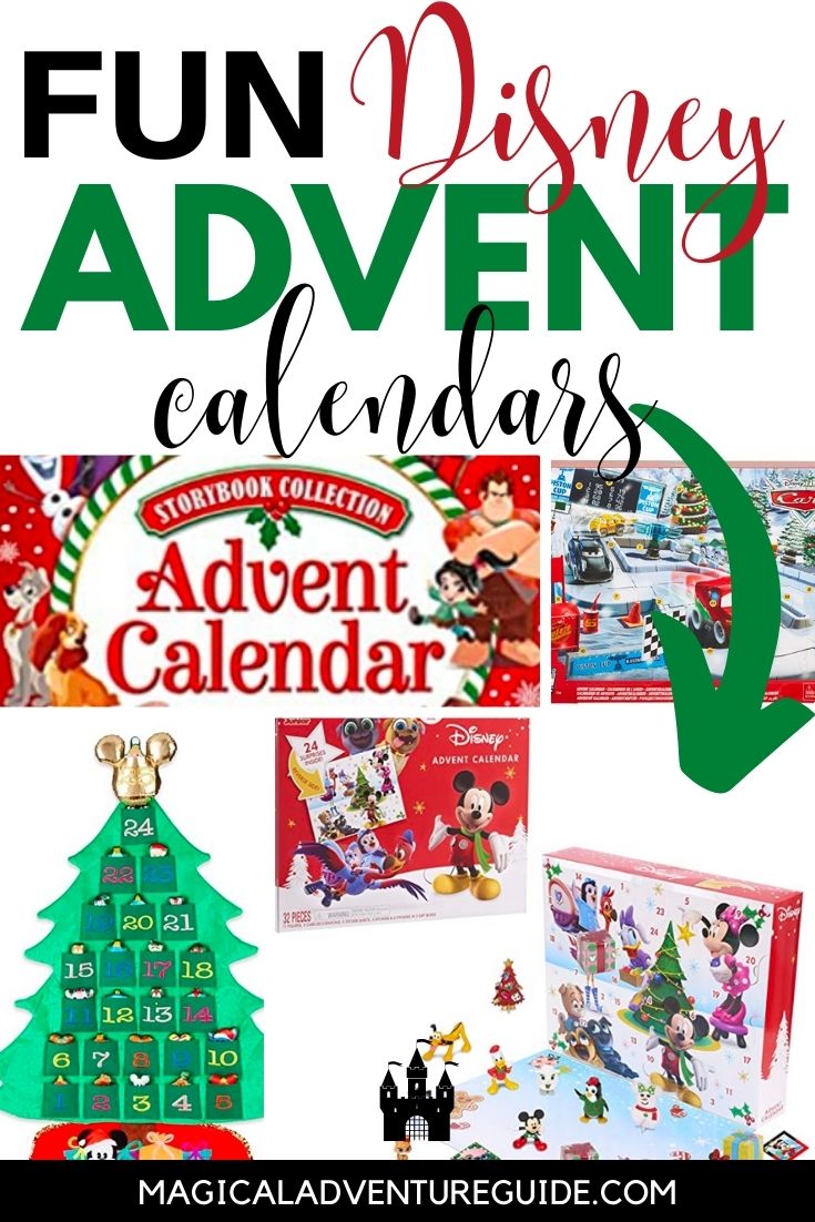 collage of various disney advent calendars available for use during the holiday season