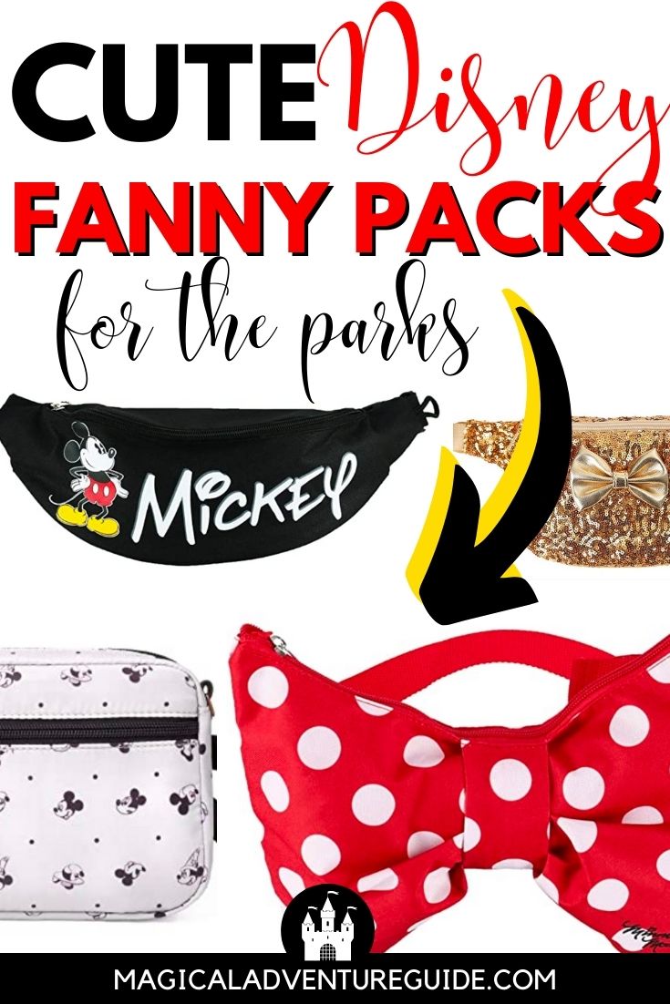 collage image of different Disney fanny packs