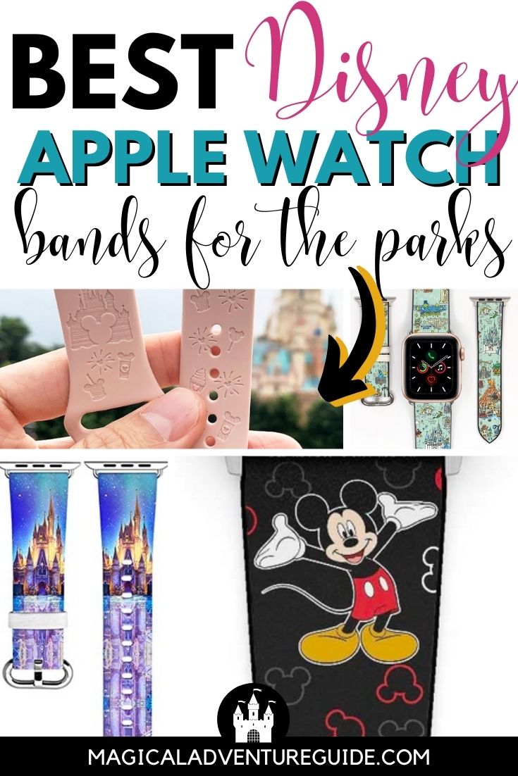 collage image of various Disney Apple watch bands