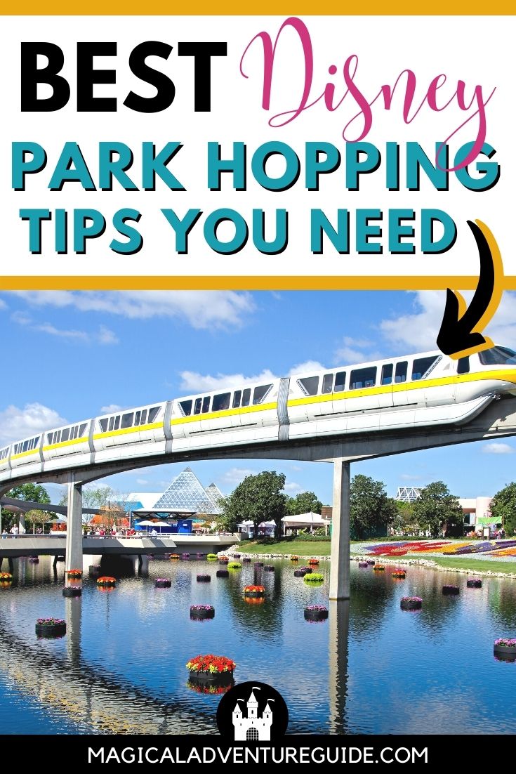 Monorail traveling through Epcot at Disney World.