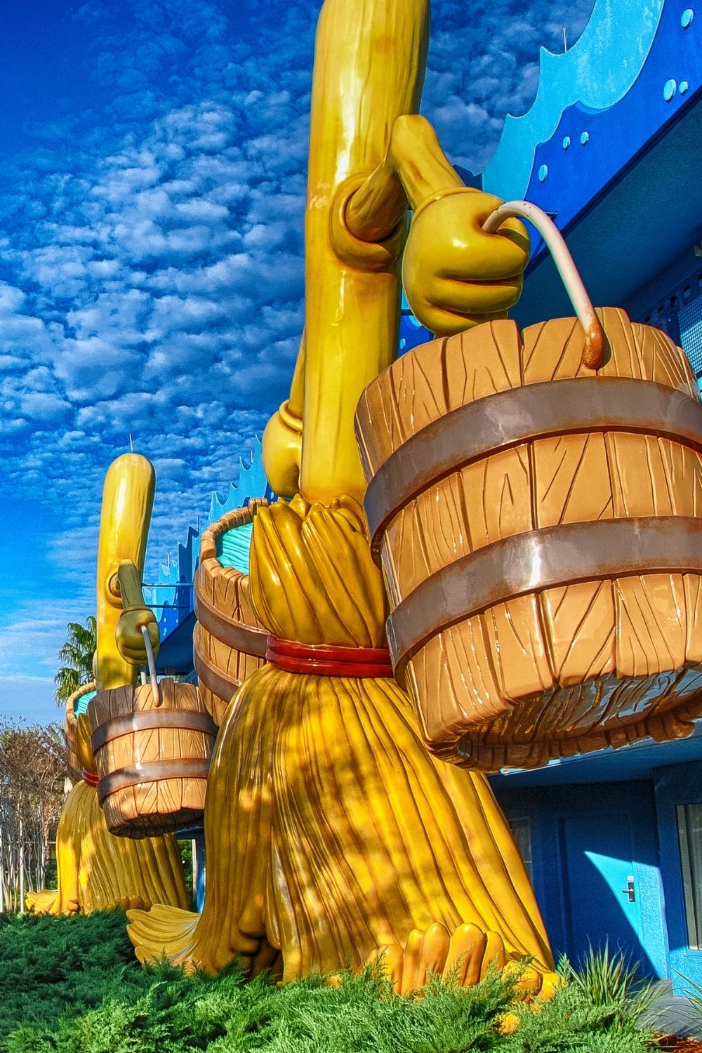 Decor at the Disney resort features the mops and buckets from Mickey's Sorceror's Apprentice
