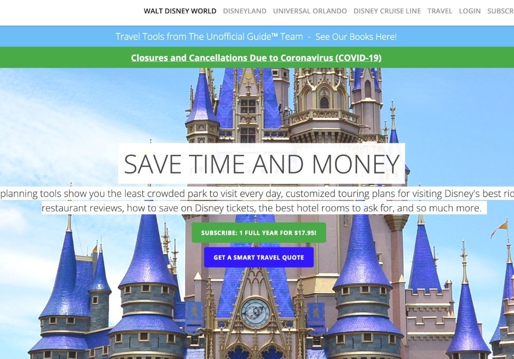 screen shot of Touring Plans website showing how to subscribe for access to their dining reservation alerts