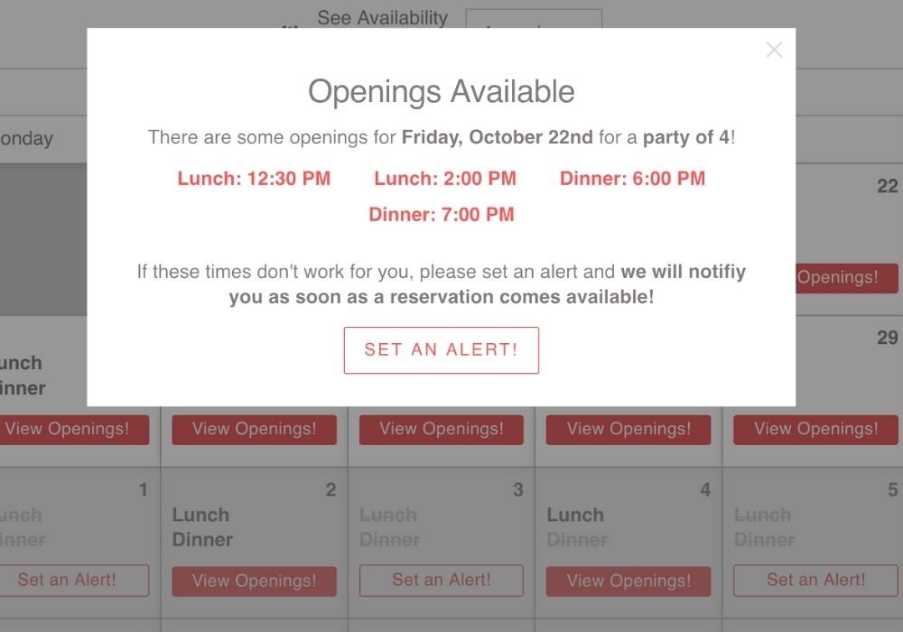 screen shot of Mouse Dining results showing Disney Dining reservations available