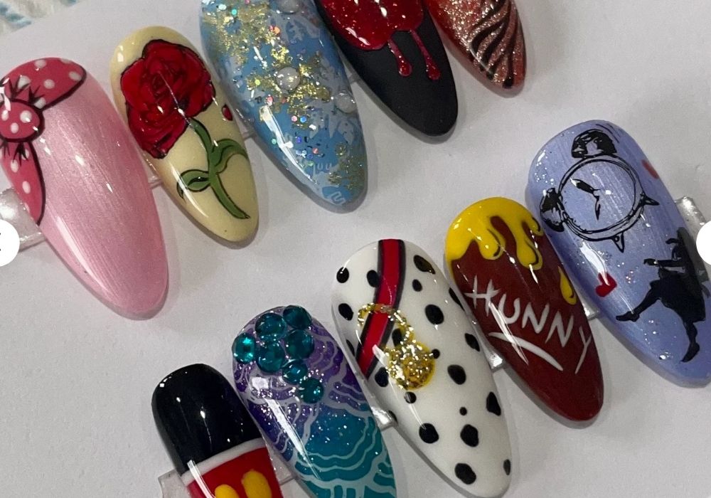 hand-painted Disney character-inspired press-on nails