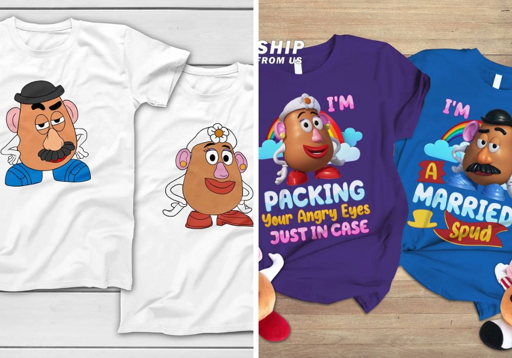 Mr and Mrs Potato Head shirts for couples to wear to Disney