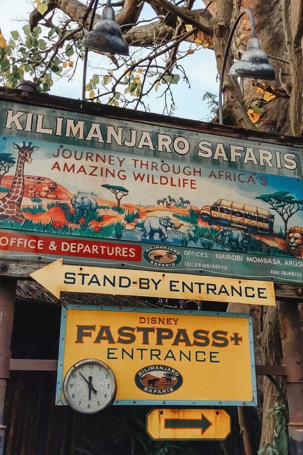 Attraction sign for Kilimanjaro Safaris at Animal Kingdom in Disney World