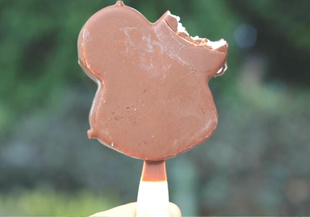 Mickey Premium Ice Cream Bar with a bite taken out of the ear
