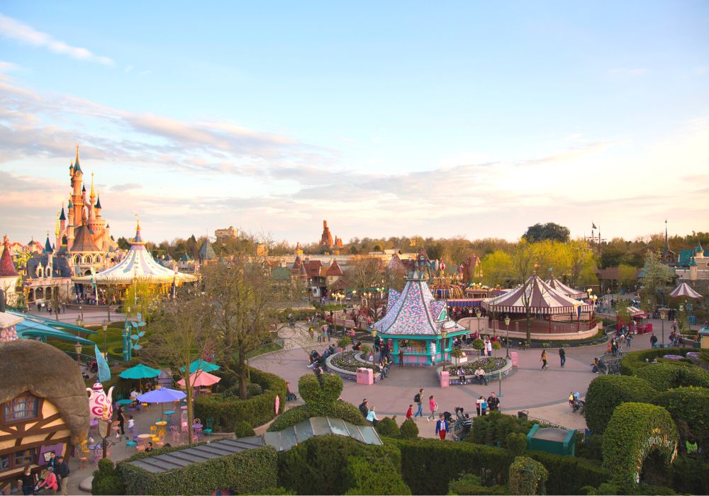 overhead view of much of disneyland theme park