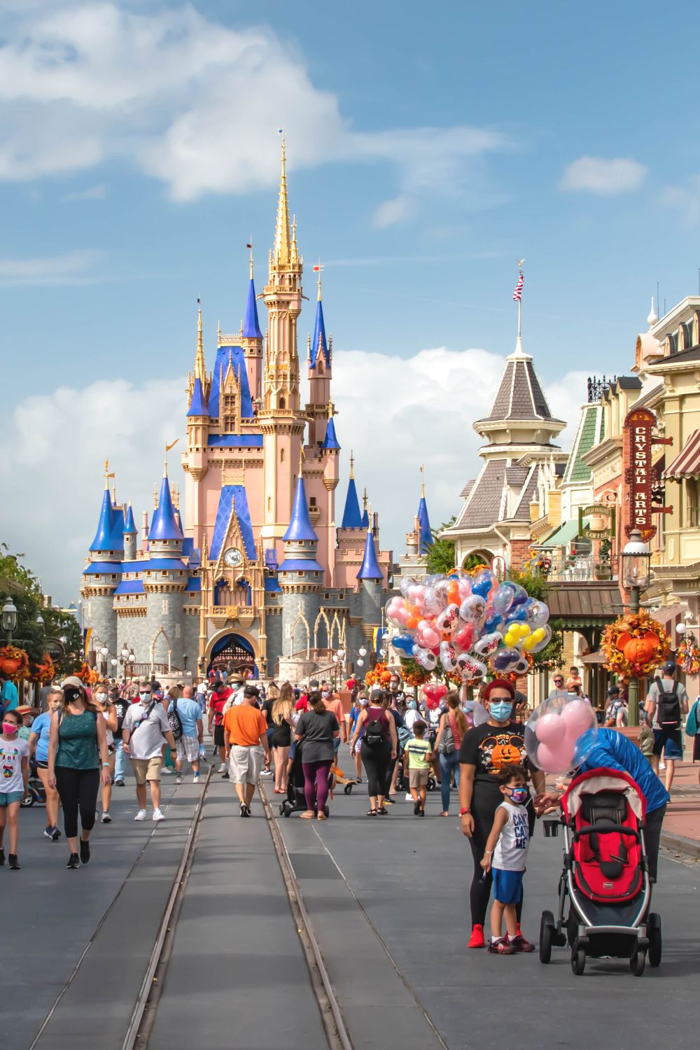 Cinderella's Castle on Main Street USA in Disney World during the fall