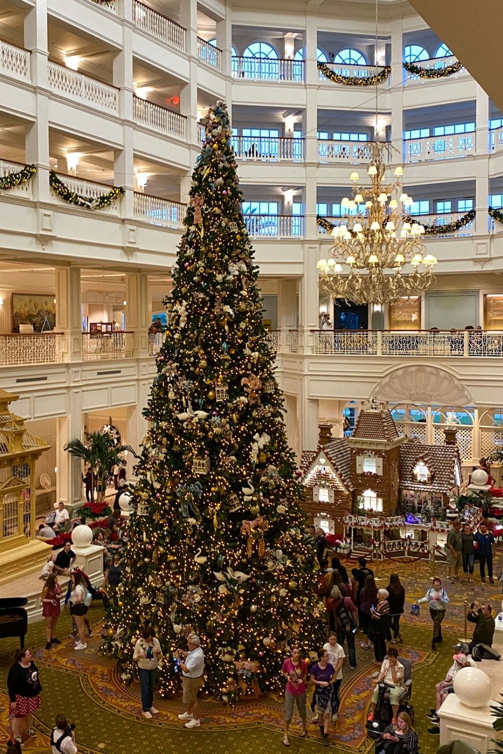Christmas decorations and gingerbread display at Disney's Grand Floridian Resort