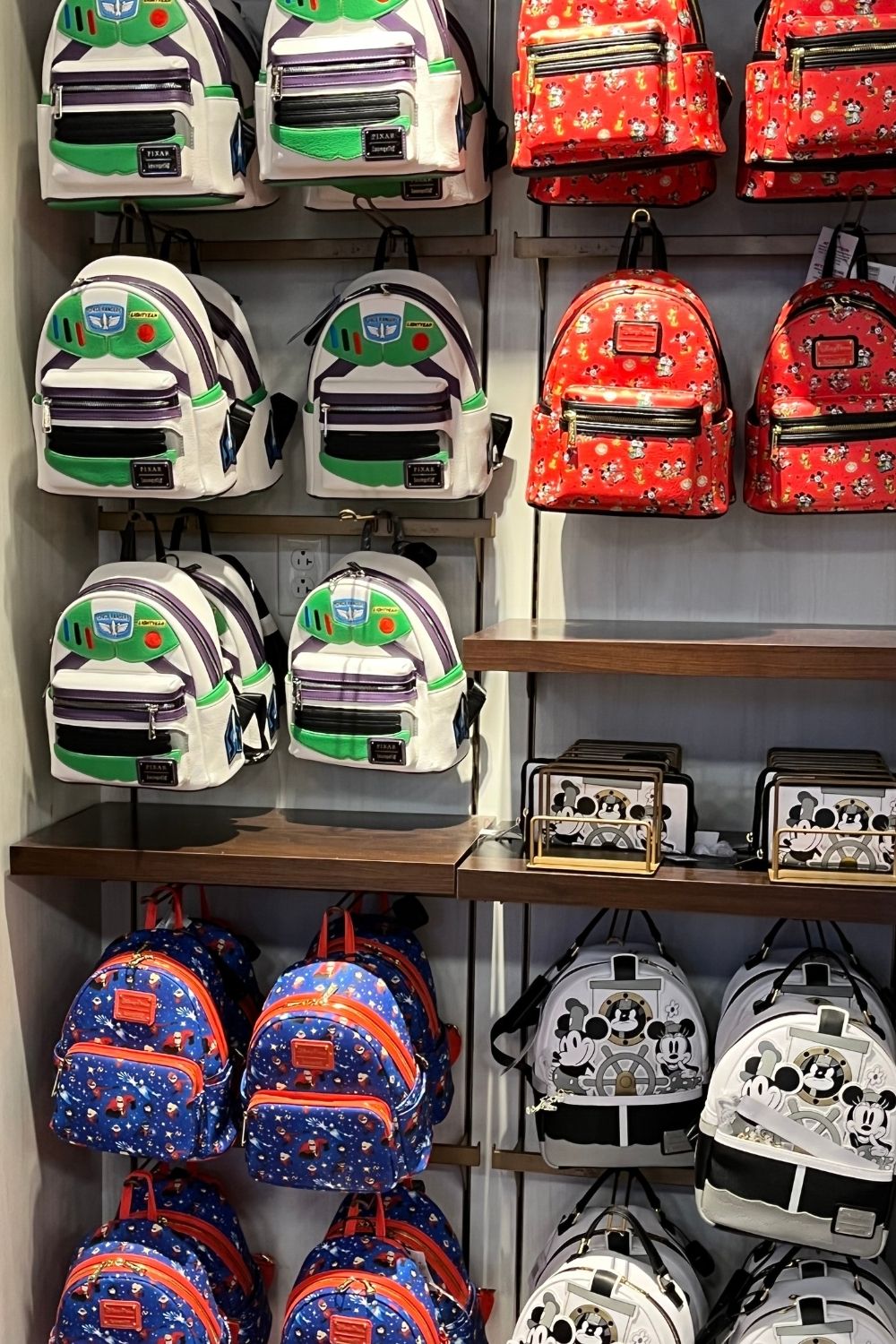 Disney Loungefly Bags for sale at a gift shop in Walt Disney World