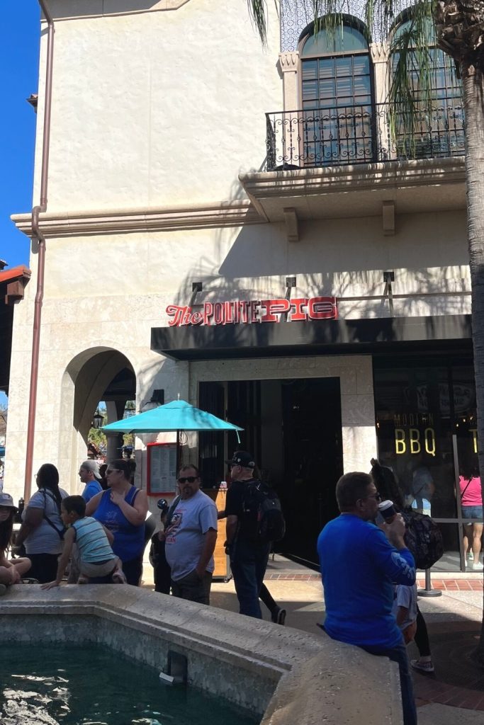 exterior of The Polite Pig in Disney Springs