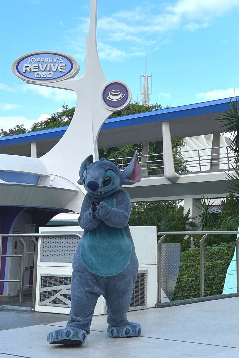 Stitch character meet and greet at Disney World in Tomorrowland