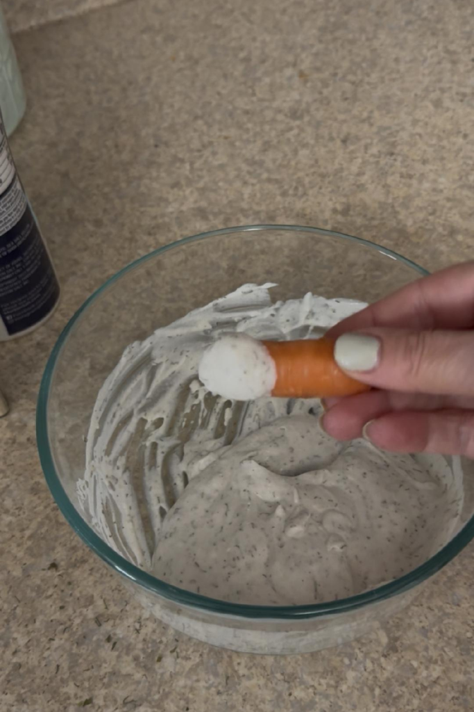 picture of ranch dip and a carrot